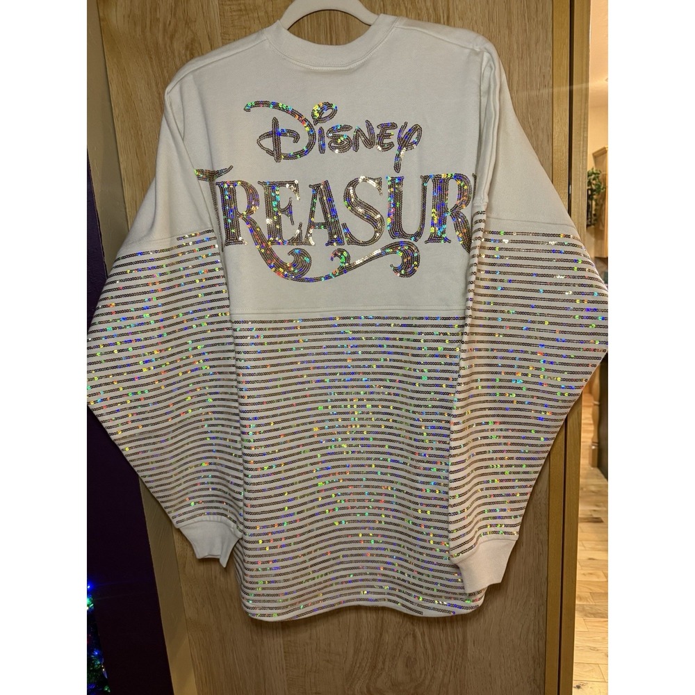Disney Cruise Line Treasure Ship sequin Shimmer White Gold Spirit Jersey M NWT
